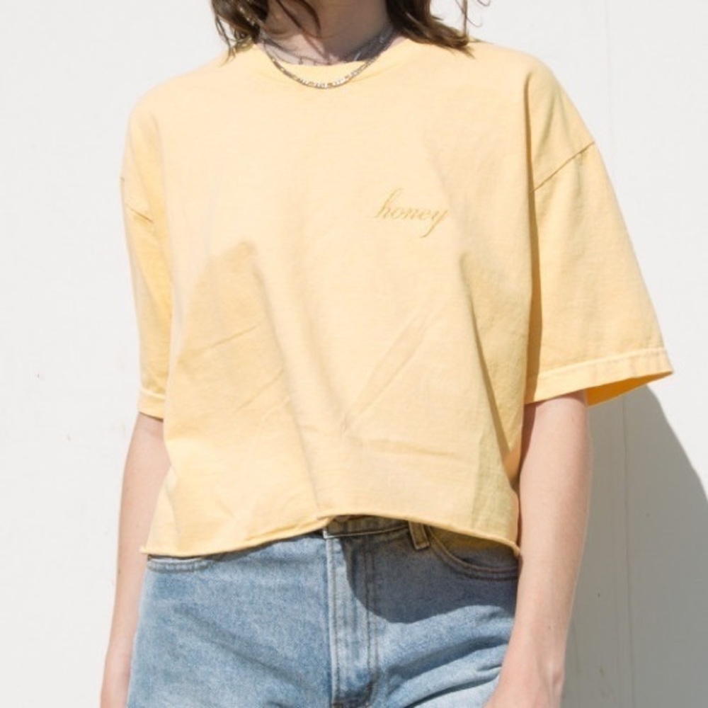 Brandy Melville Aleena Honey Embroidery Top